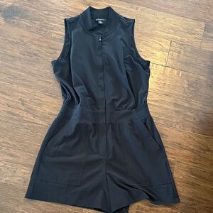 Athleta Black Sleeveless Zip Romper with Pockets
